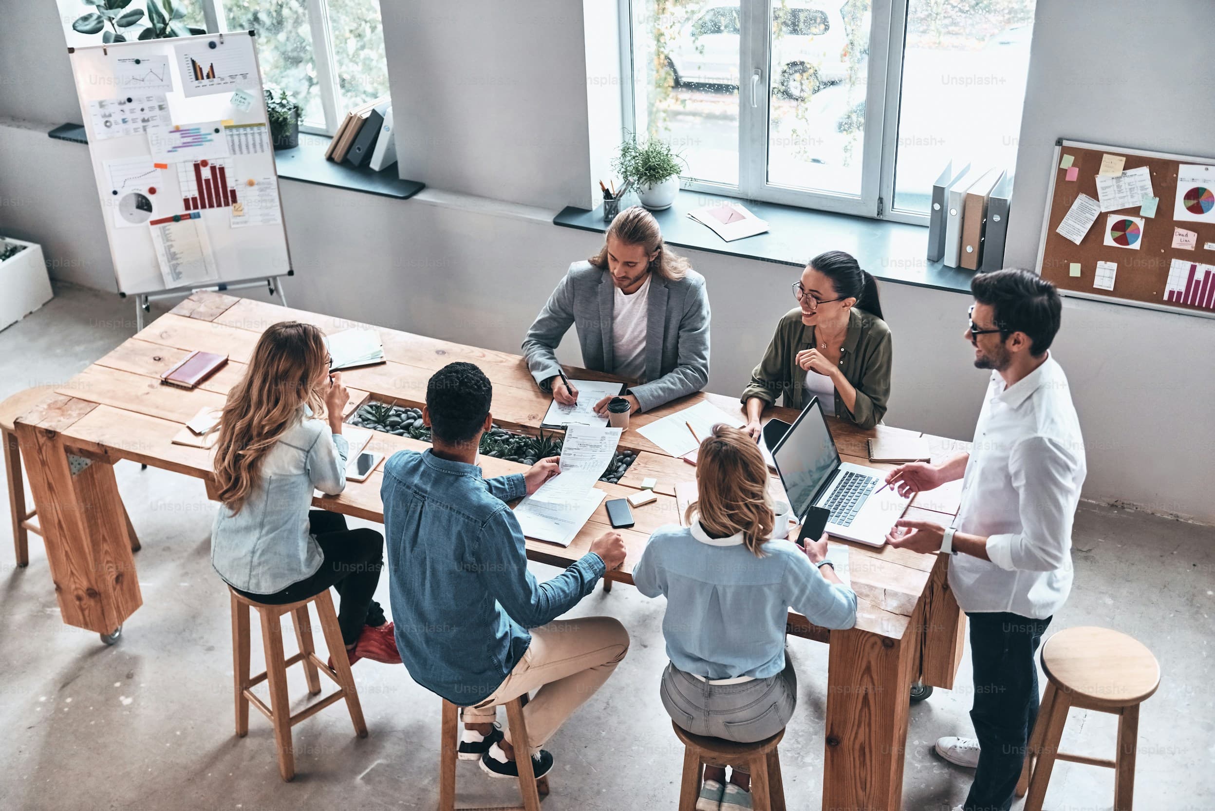 Team collaborating in an office